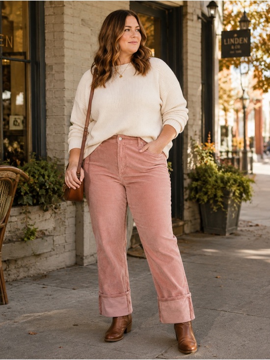 Pilcro Pants - Pilcro Anthropologie Blush Pink Corduroy Cropped Straight Leg Pants 32